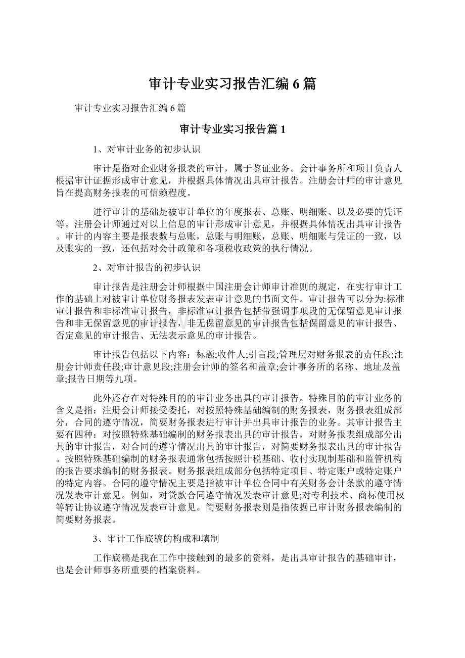 审计专业实习报告汇编6篇.docx_第1页