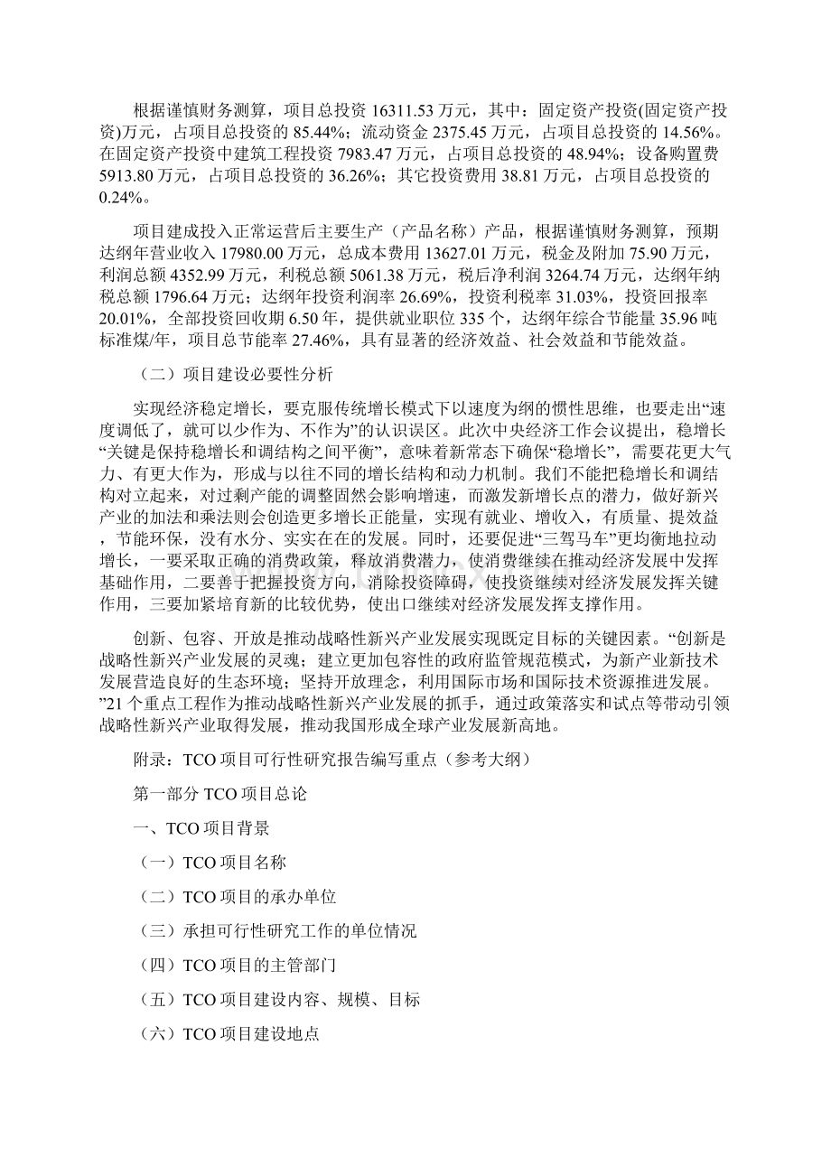 TCO项目可行性研究报告模板大纲及重点分析Word文档下载推荐.docx_第2页