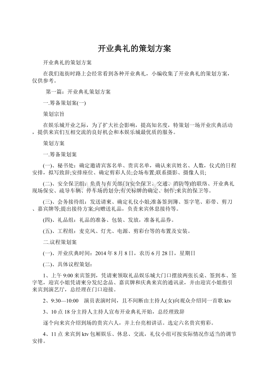 开业典礼的策划方案Word文档格式.docx