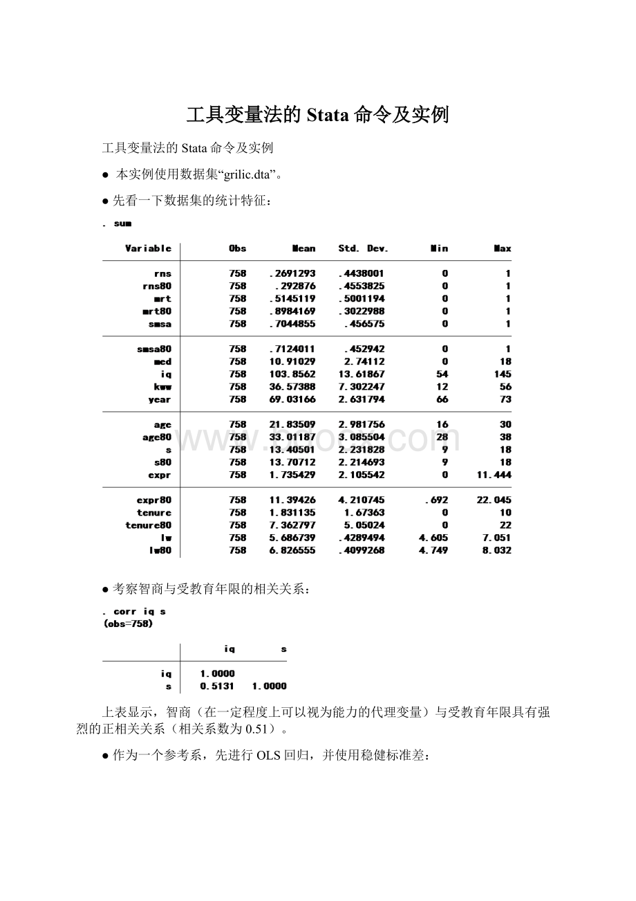 工具变量法的Stata命令及实例.docx