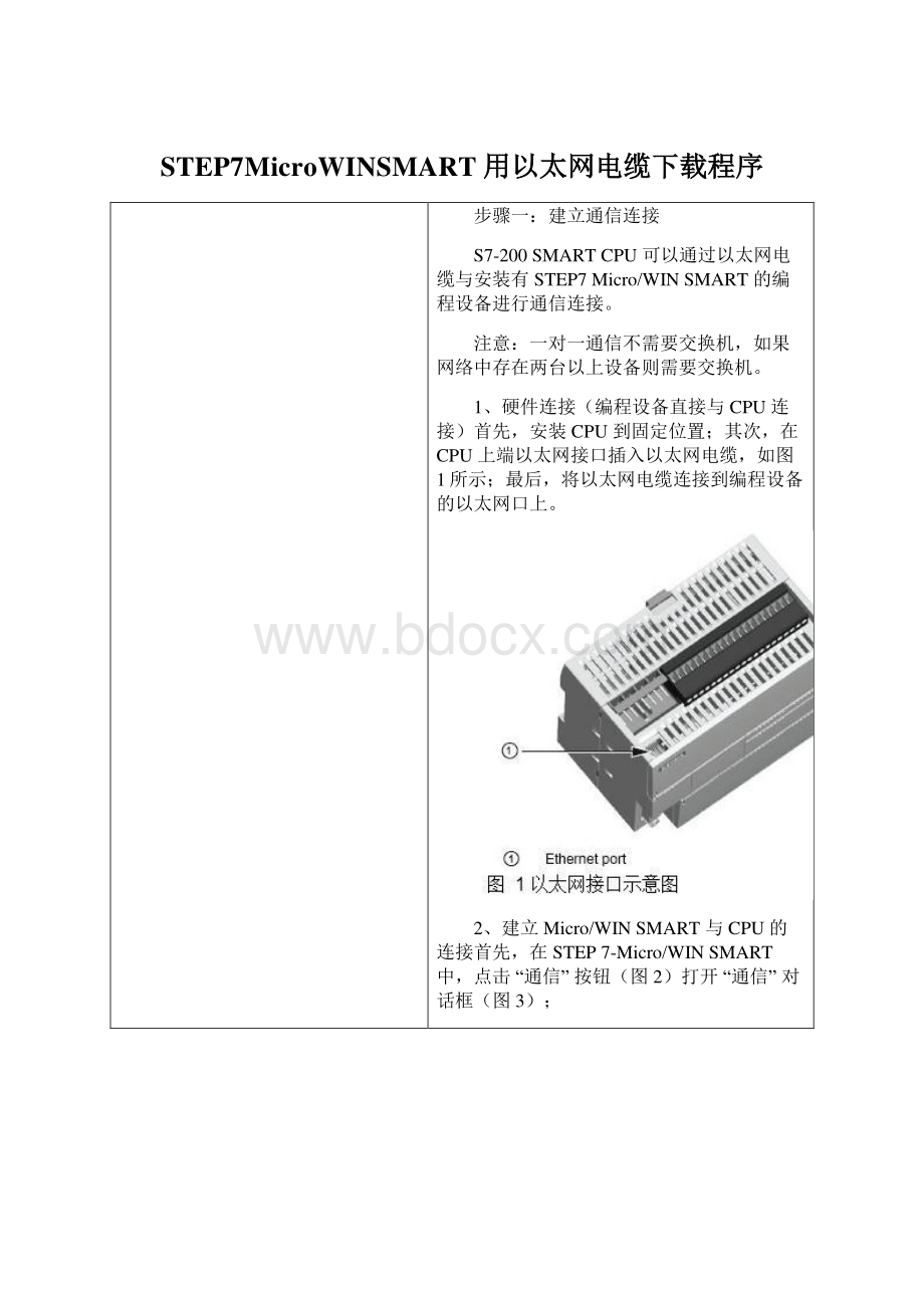 STEP7MicroWINSMART用以太网电缆下载程序Word格式.docx