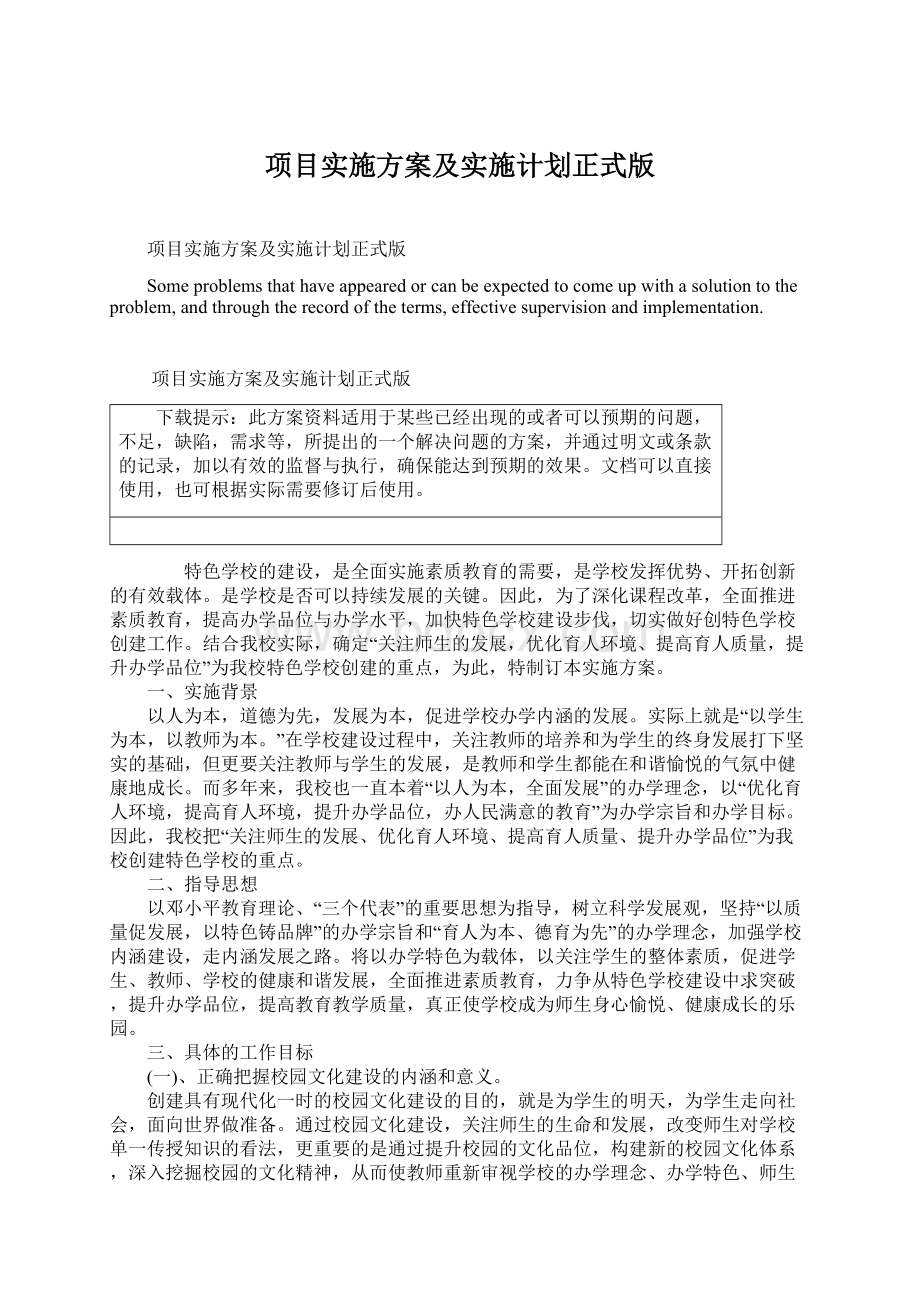 项目实施方案及实施计划正式版.docx_第1页