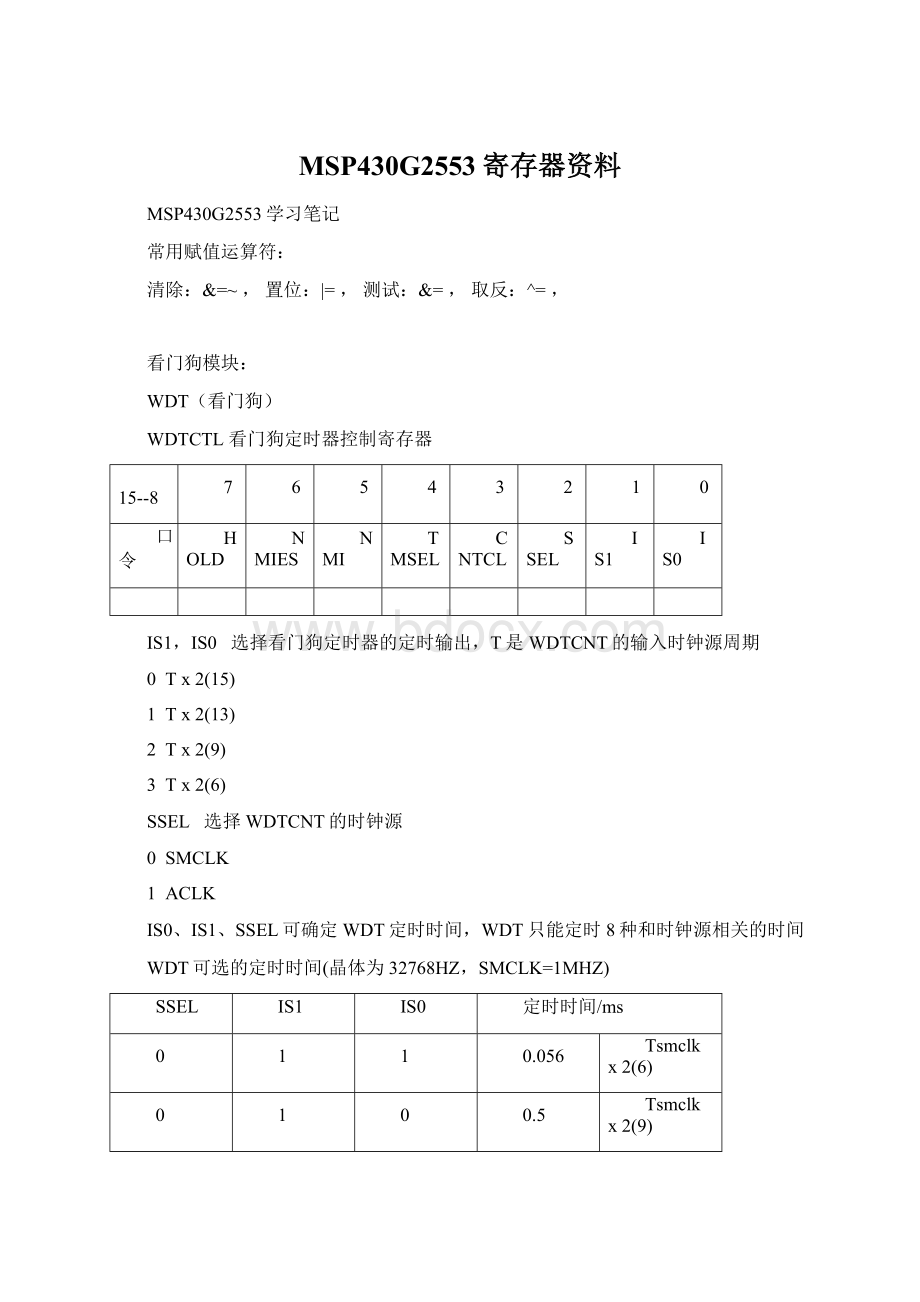 MSP430G2553寄存器资料Word文档下载推荐.docx