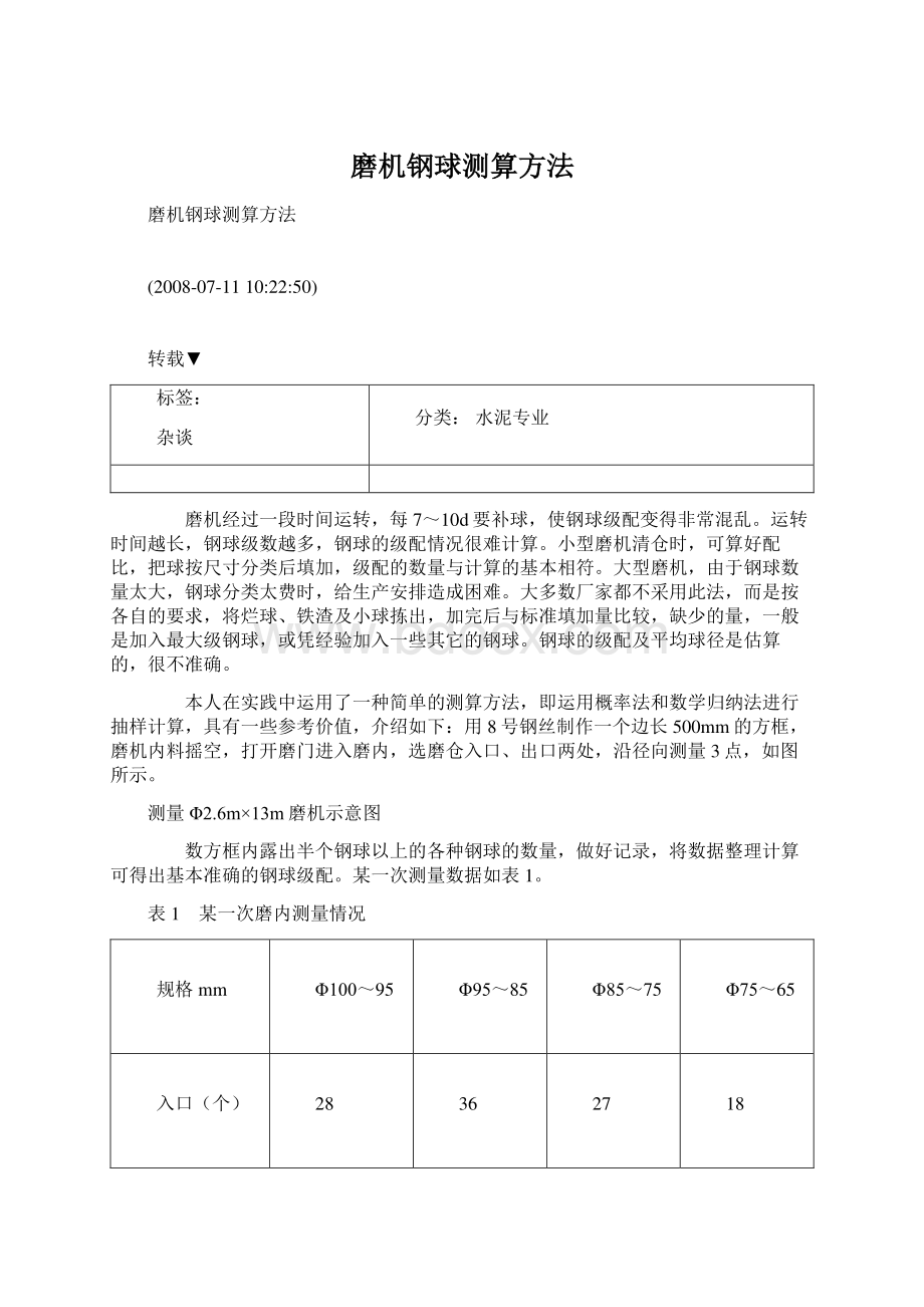 磨机钢球测算方法Word文档格式.docx