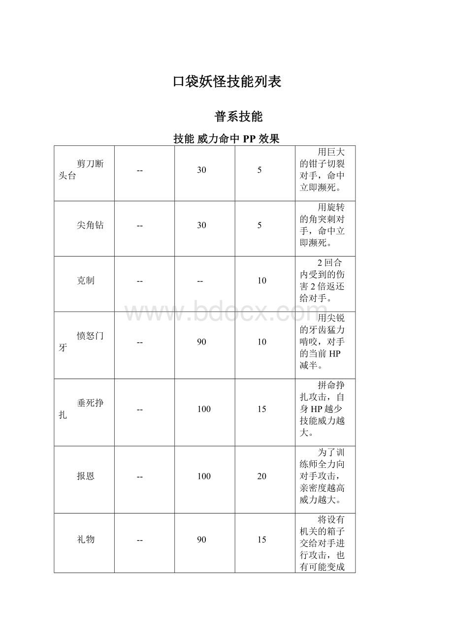 口袋妖怪技能列表.docx_第1页