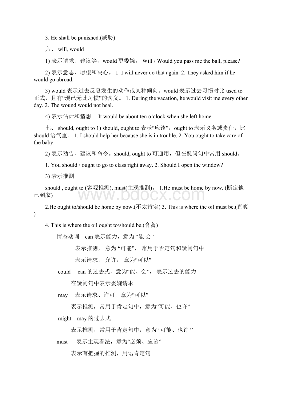 初一情态动词讲解及练习附答案Word格式.docx_第3页