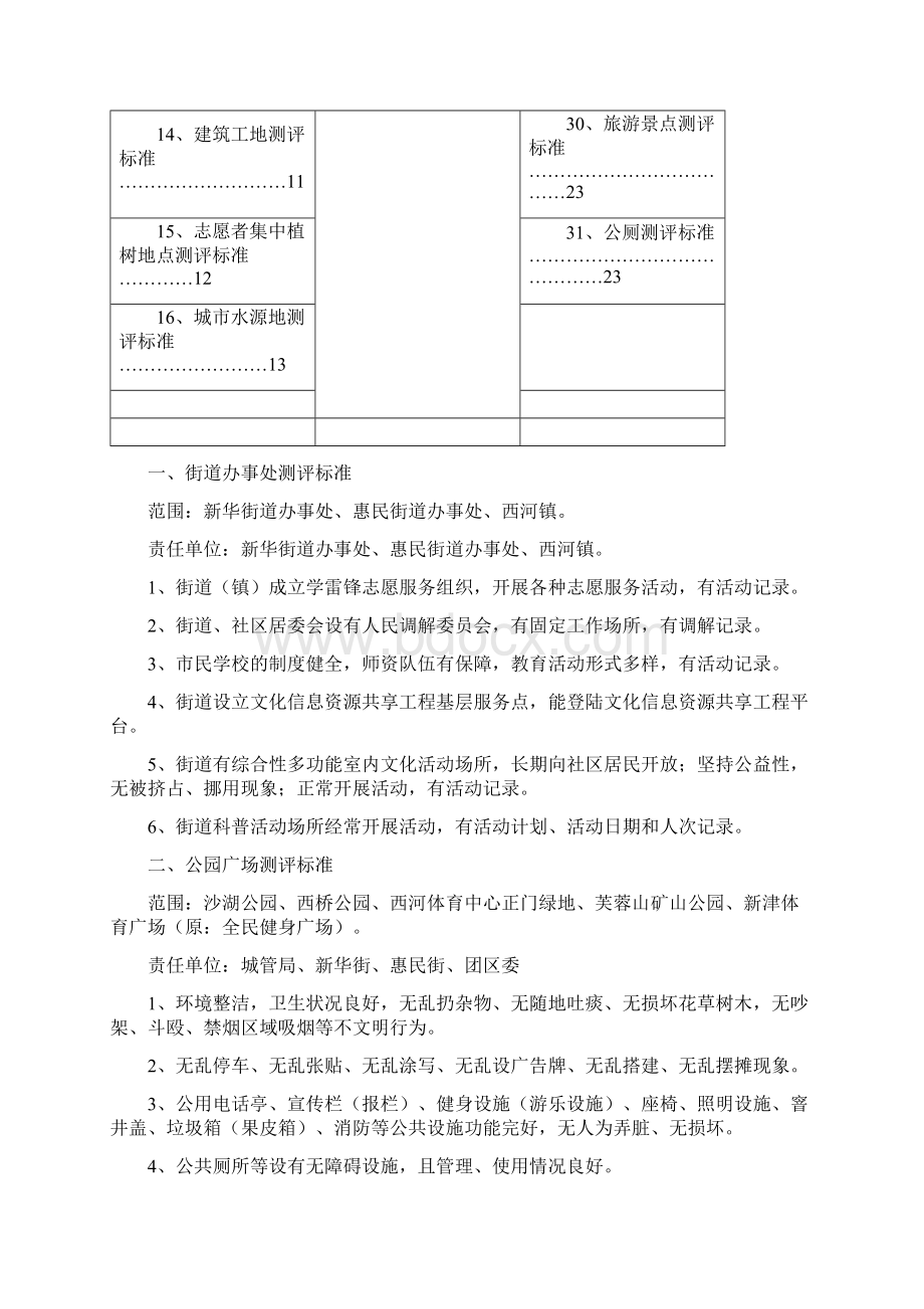 全国城市文明程度指数实地考察测评标准精品文档24页Word下载.docx_第3页