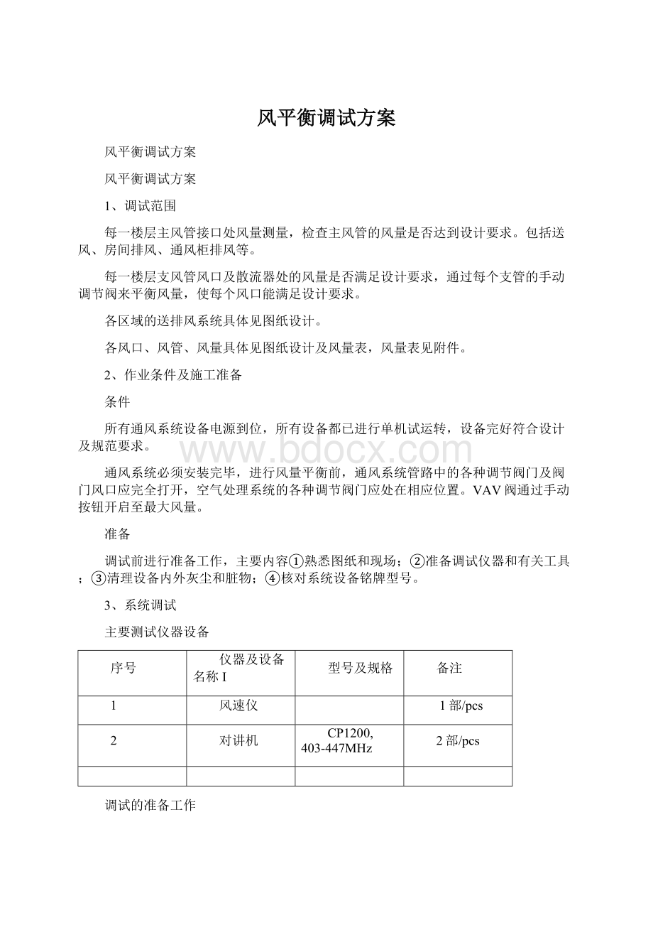 风平衡调试方案文档格式.docx_第1页