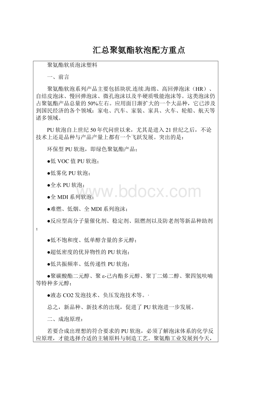 汇总聚氨酯软泡配方重点.docx