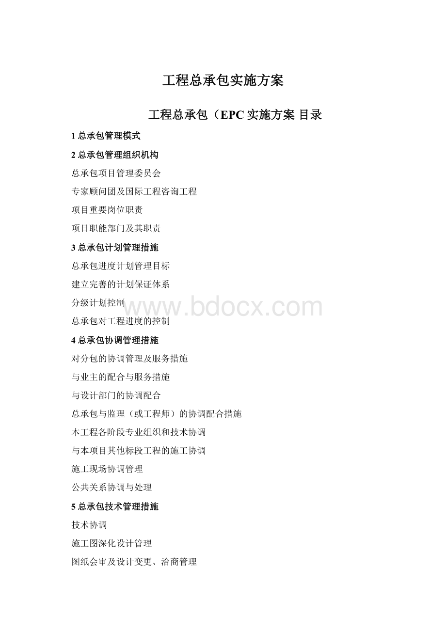 工程总承包实施方案文档格式.docx