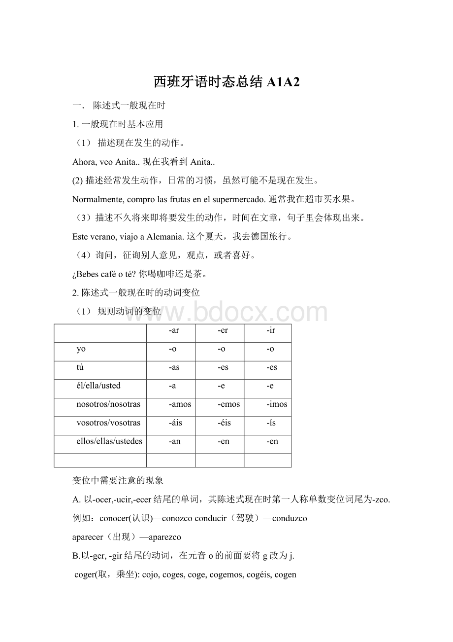 西班牙语时态总结A1A2Word下载.docx_第1页