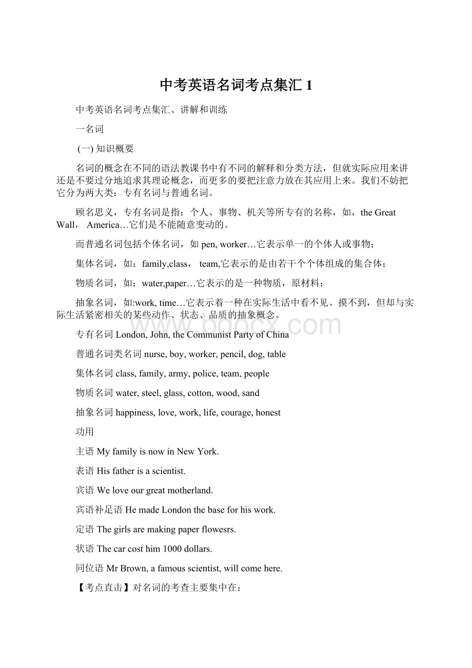 中考英语名词考点集汇1Word文档下载推荐.docx