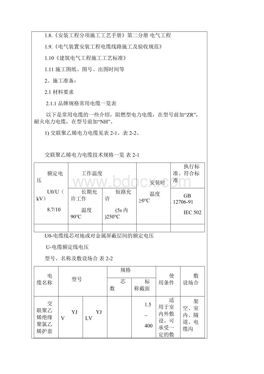 电缆敷设施工技术交底记录.docx_第2页