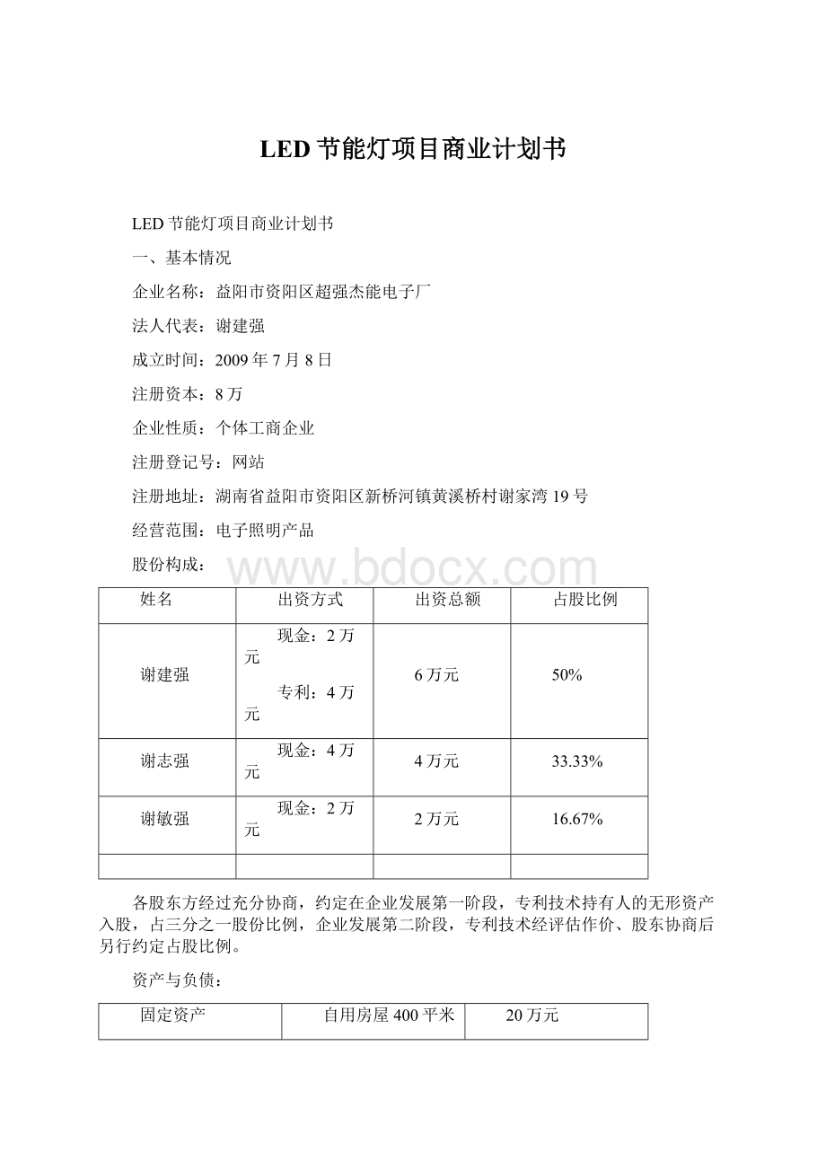 LED节能灯项目商业计划书.docx