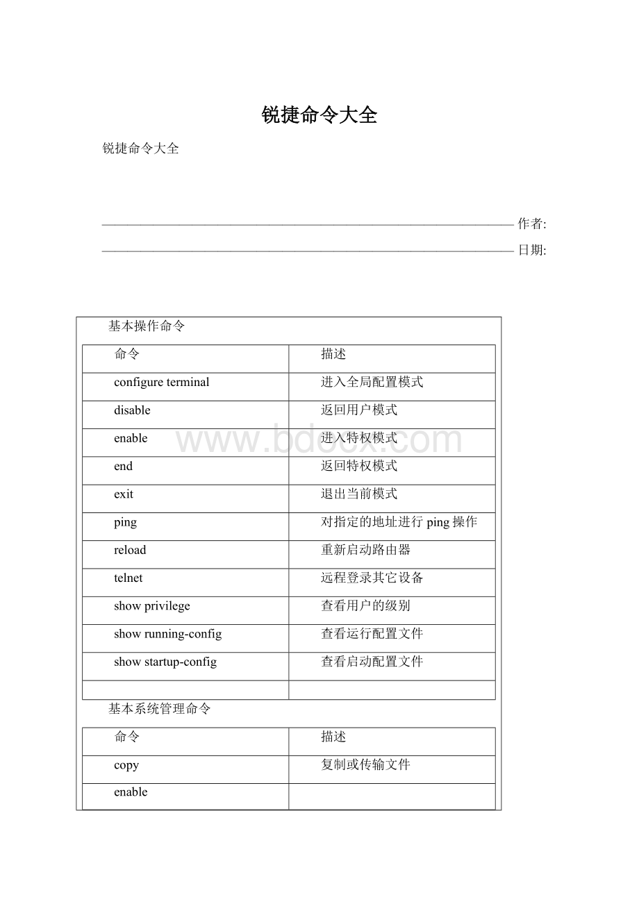 锐捷命令大全文档格式.docx_第1页