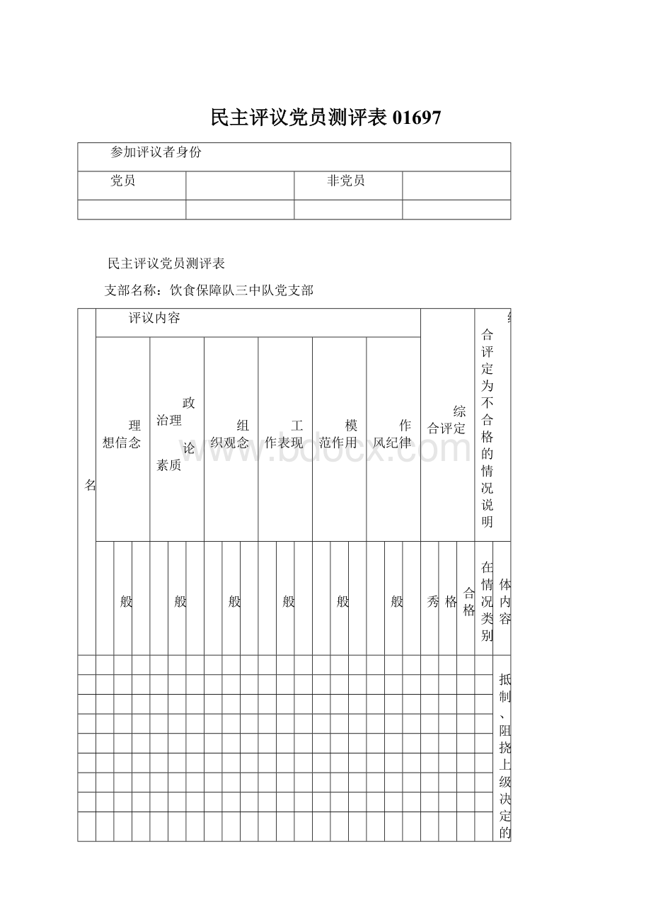 民主评议党员测评表01697.docx