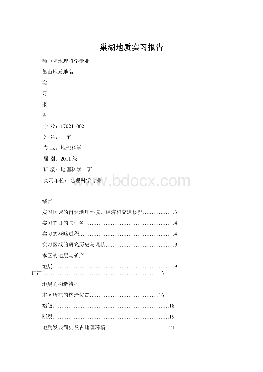 巢湖地质实习报告Word文件下载.docx_第1页