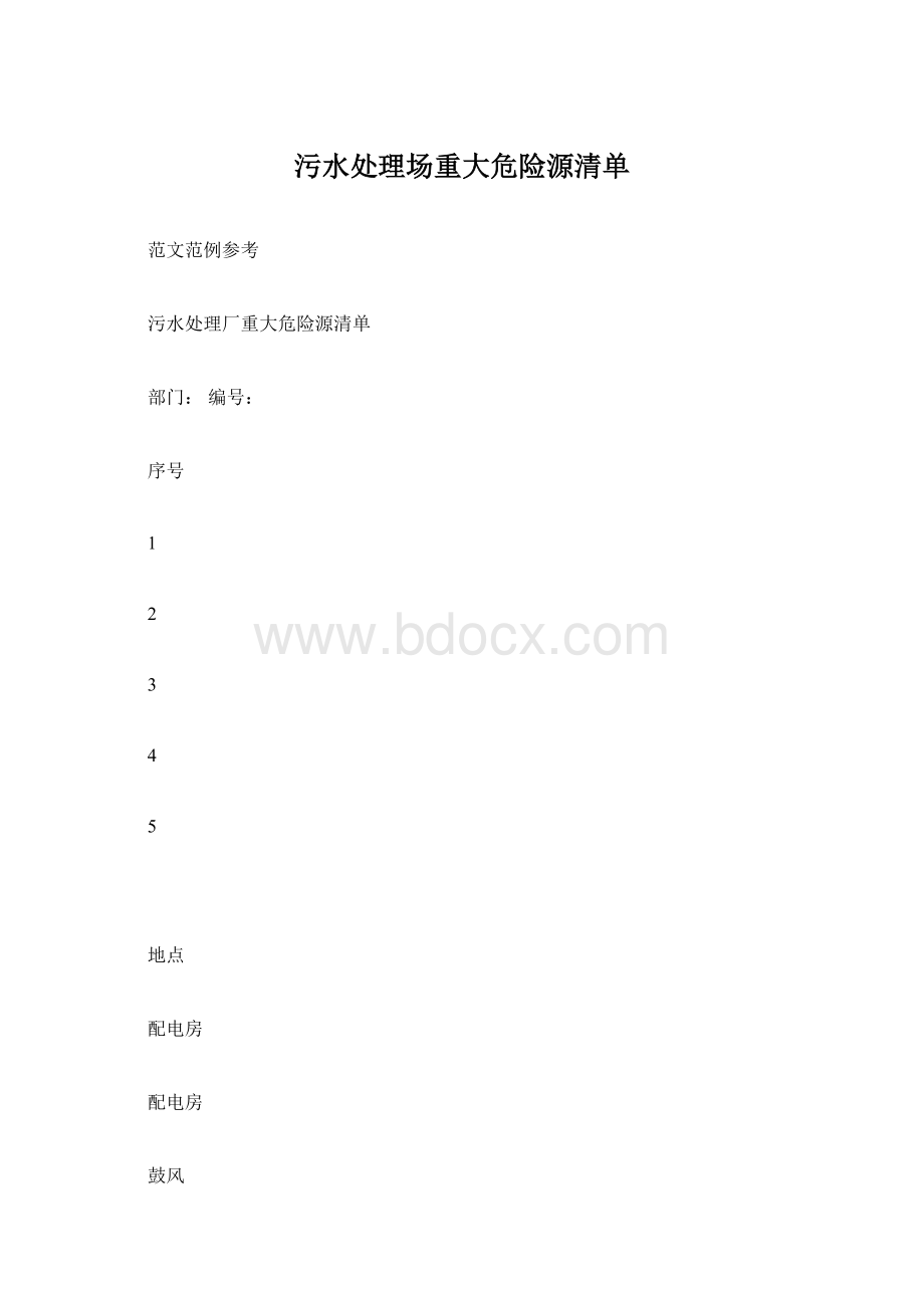 污水处理场重大危险源清单.docx