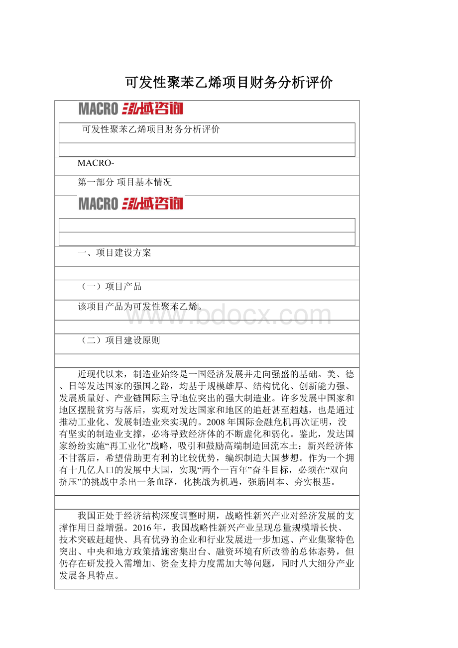 可发性聚苯乙烯项目财务分析评价.docx_第1页