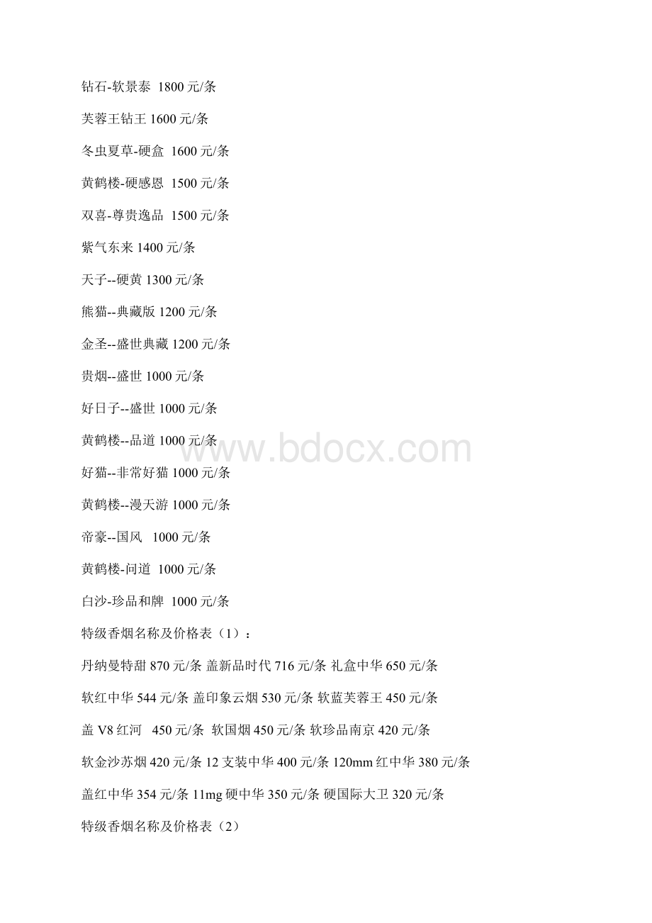 烟价目表Word文档格式.docx_第2页