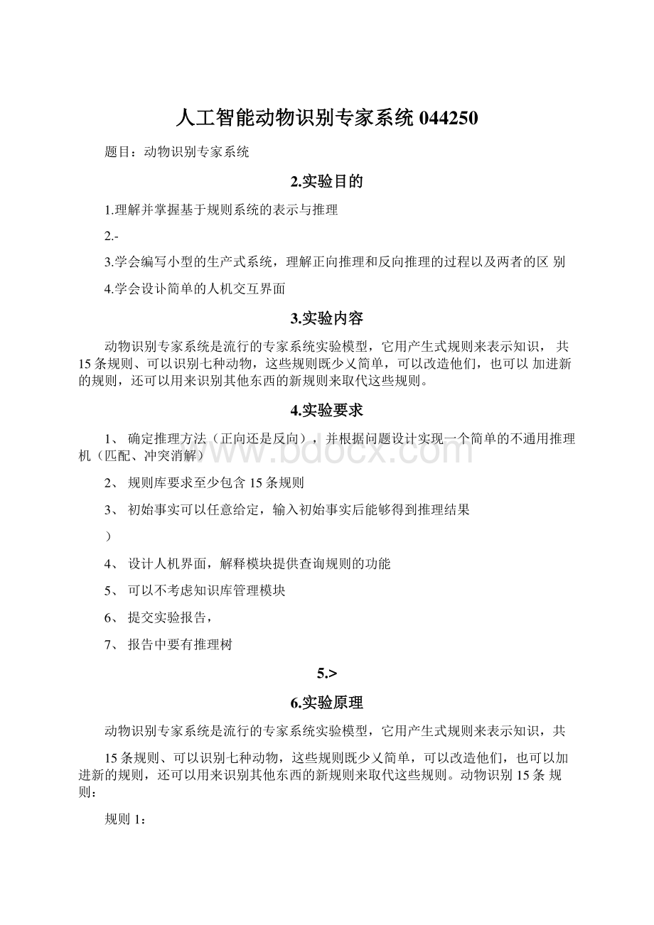 人工智能动物识别专家系统044250Word格式文档下载.docx