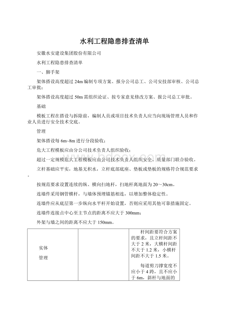 水利工程隐患排查清单.docx_第1页