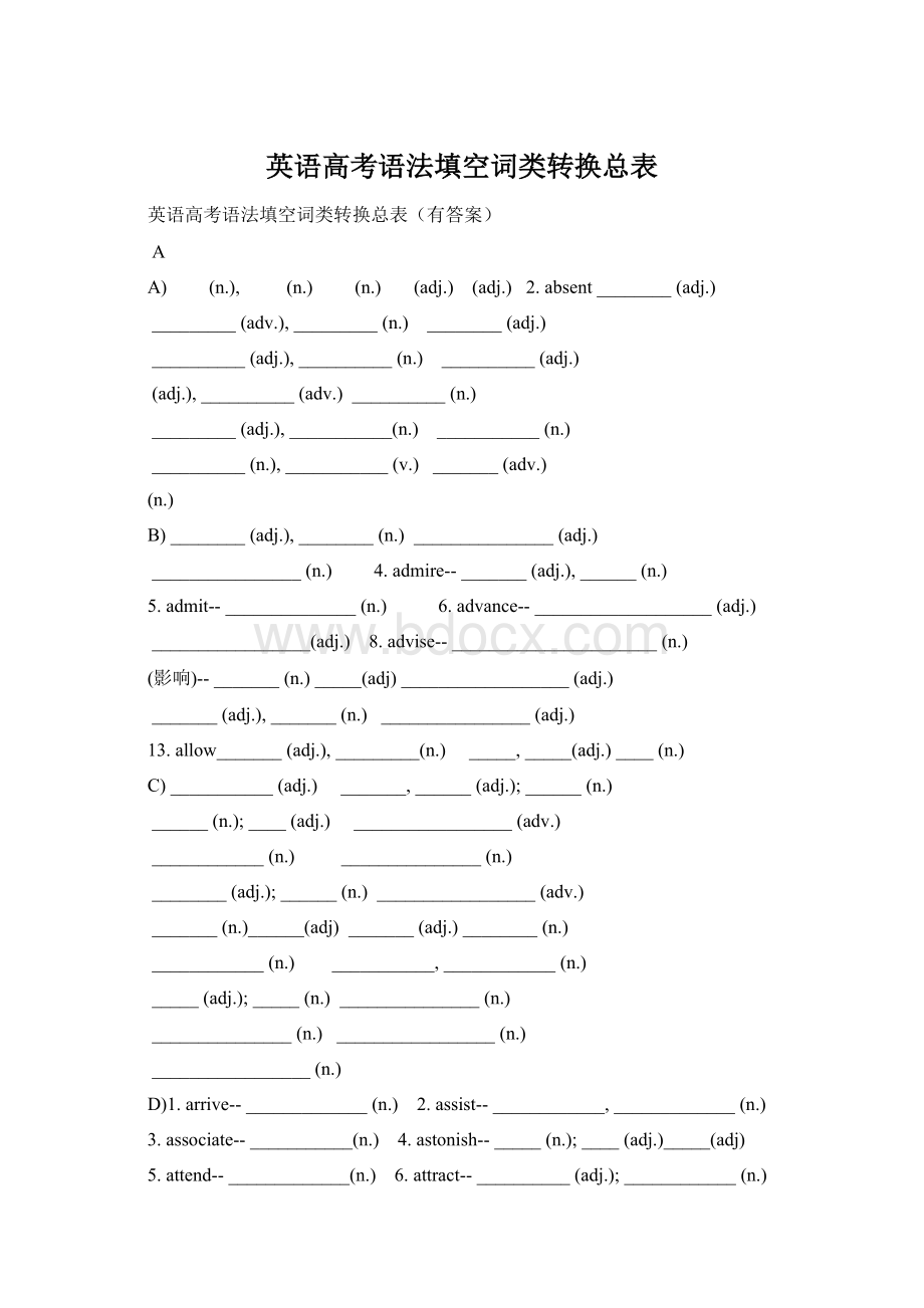 英语高考语法填空词类转换总表.docx