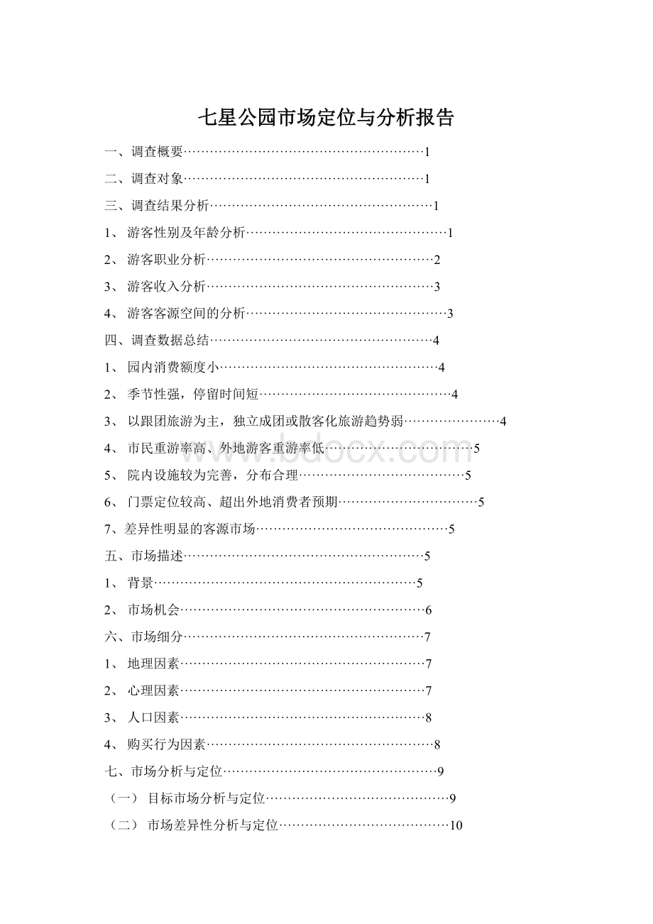 七星公园市场定位与分析报告.docx