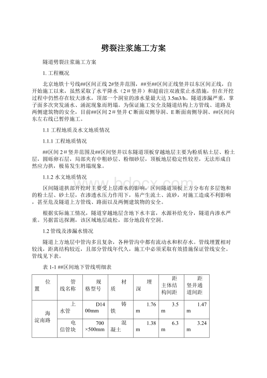 劈裂注浆施工方案Word格式.docx