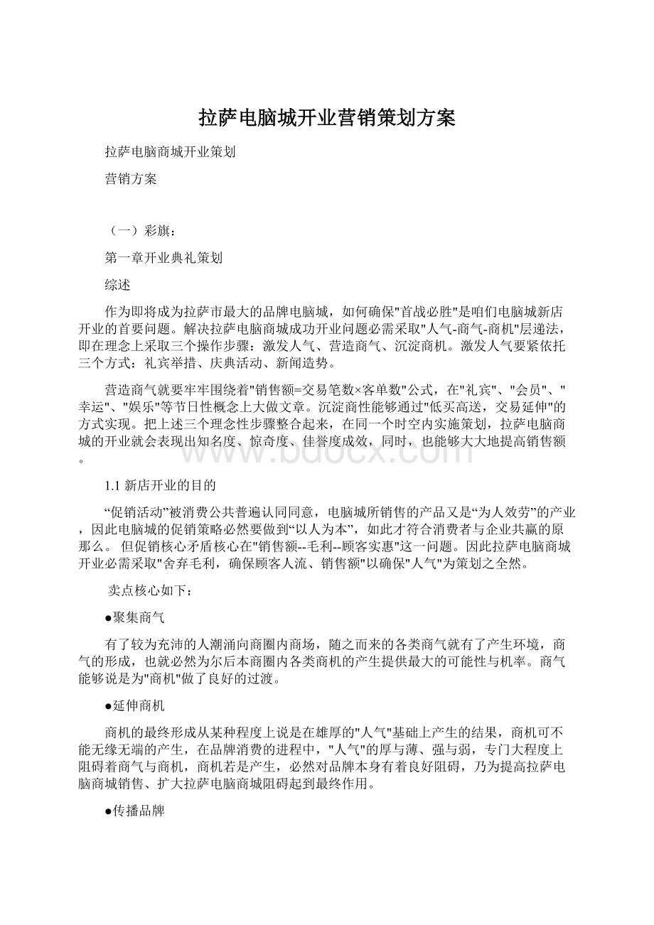 拉萨电脑城开业营销策划方案.docx