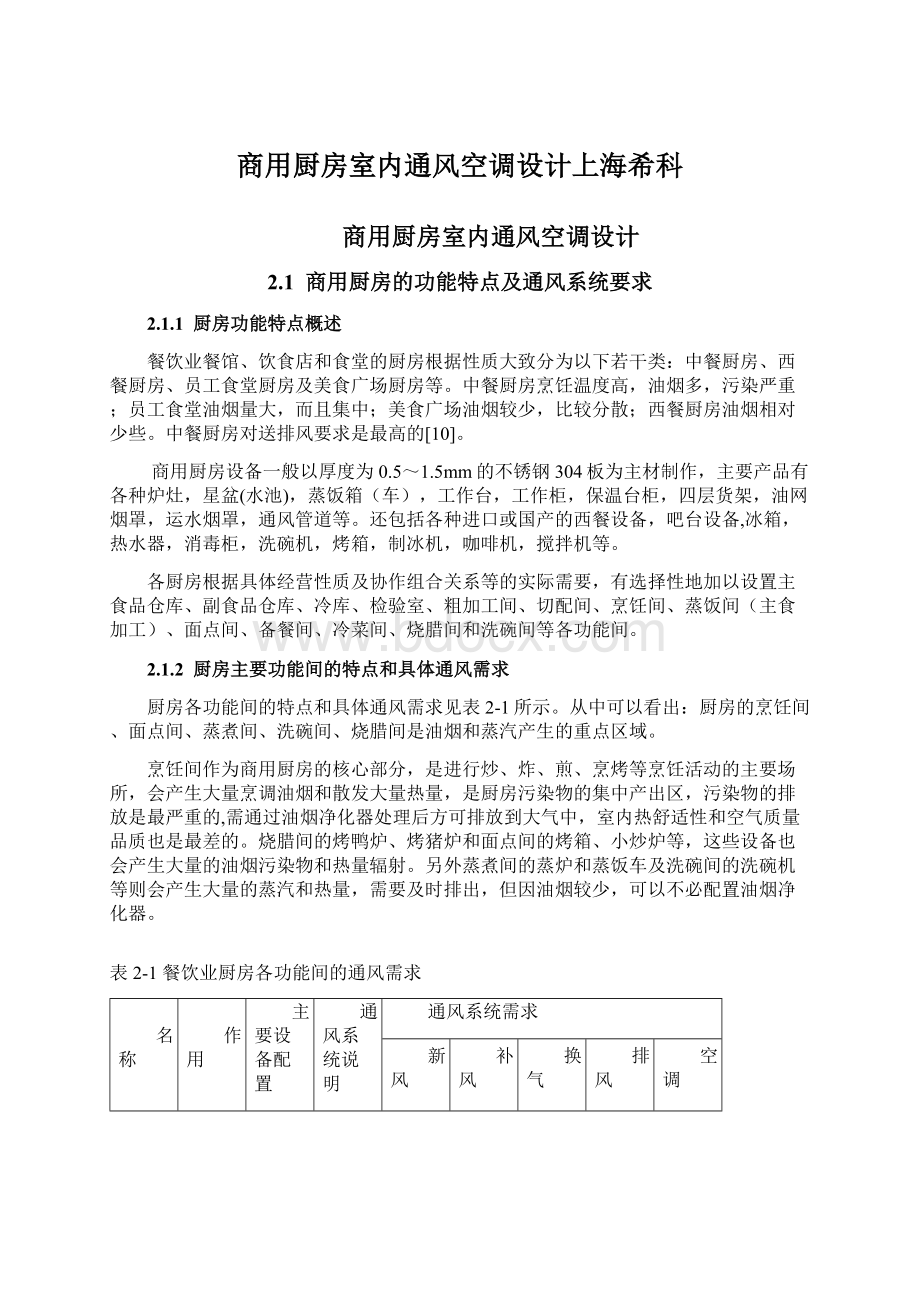 商用厨房室内通风空调设计上海希科.docx_第1页