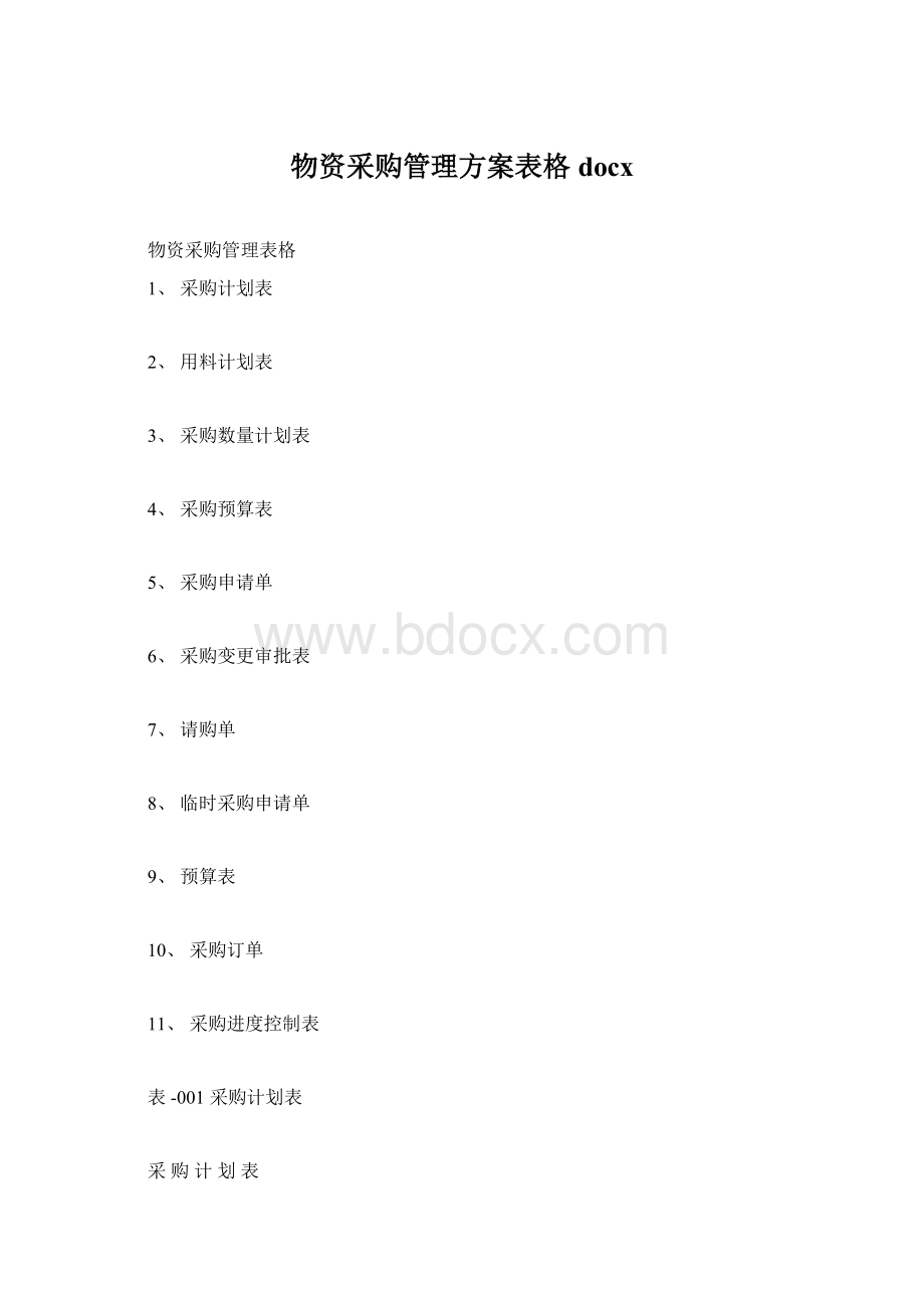 物资采购管理方案表格docx文档格式.docx