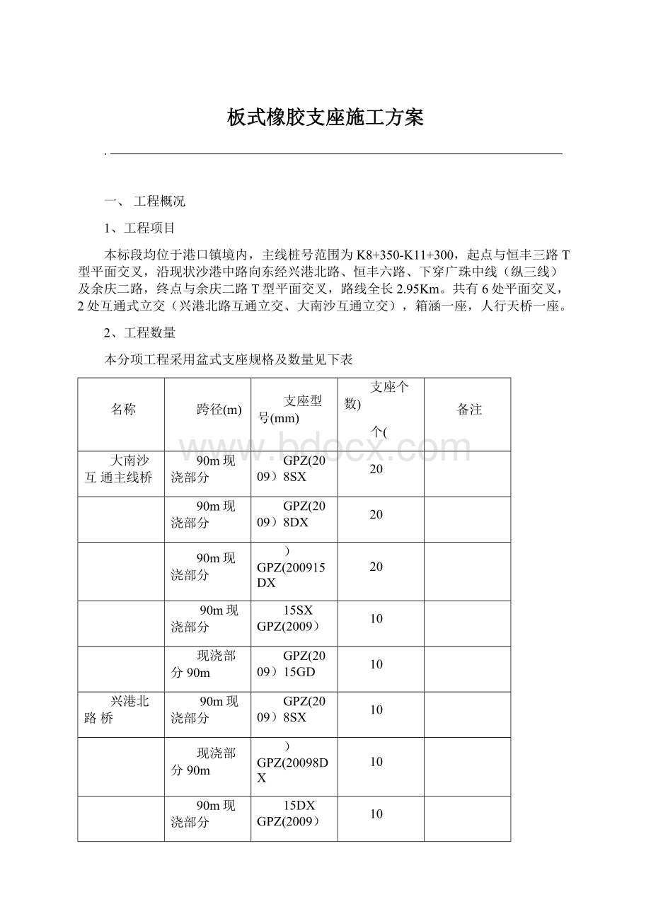 板式橡胶支座施工方案文档格式.docx