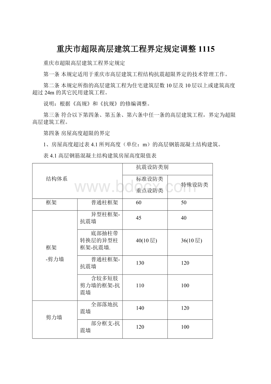 重庆市超限高层建筑工程界定规定调整1115Word下载.docx_第1页