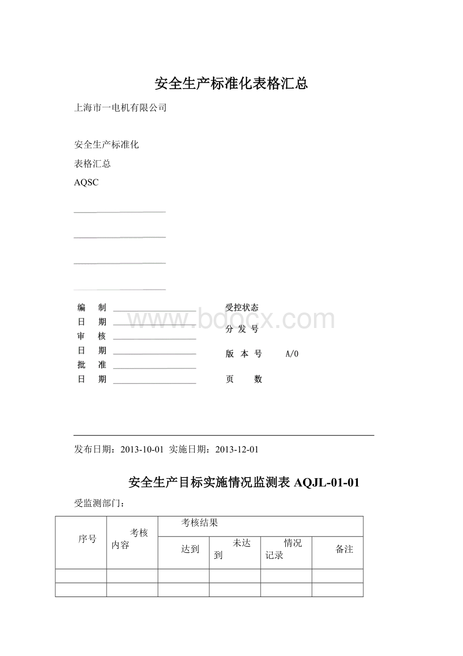 安全生产标准化表格汇总Word文档格式.docx