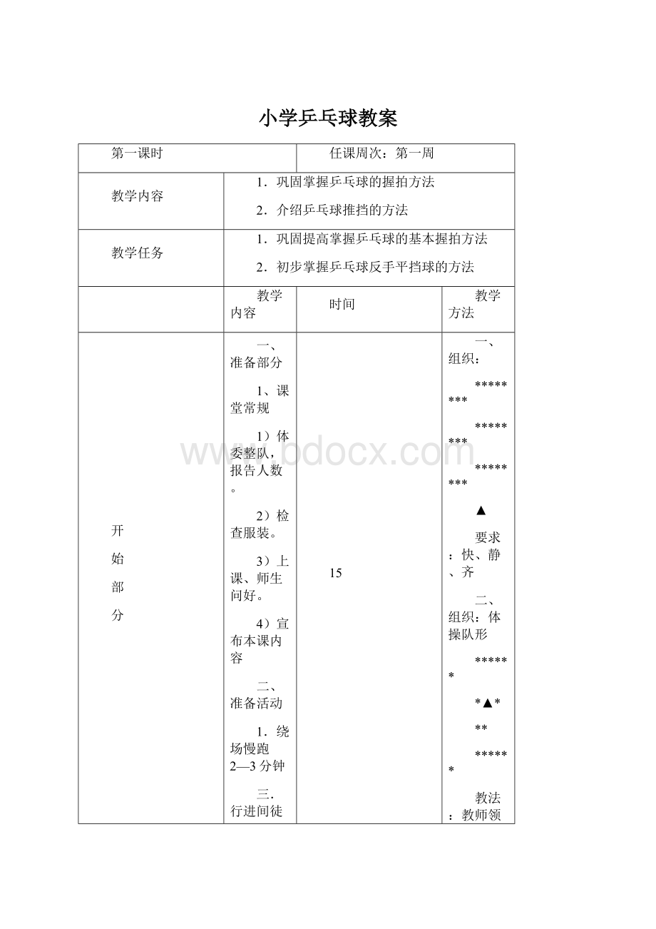 小学乒乓球教案Word下载.docx_第1页