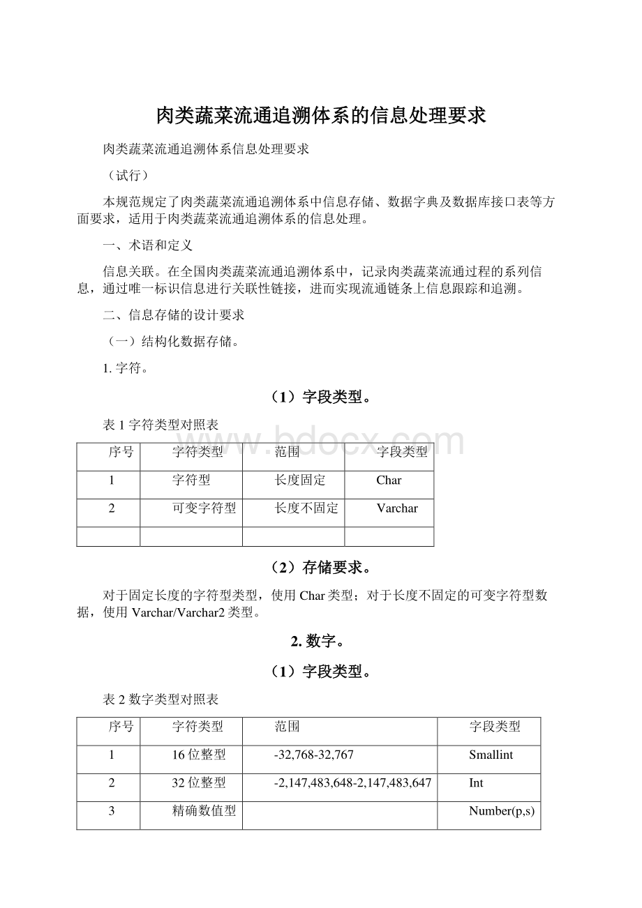 肉类蔬菜流通追溯体系的信息处理要求Word文档下载推荐.docx_第1页