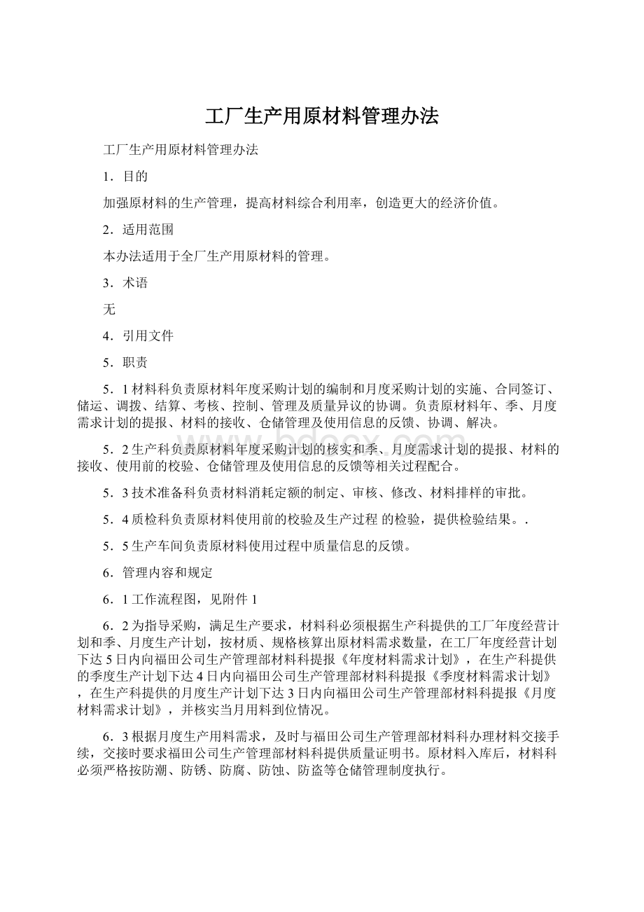 工厂生产用原材料管理办法.docx_第1页