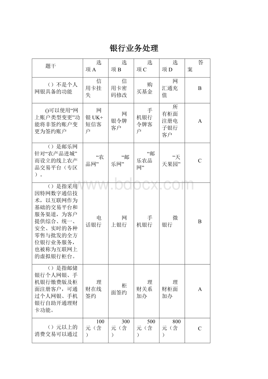 银行业务处理Word格式文档下载.docx