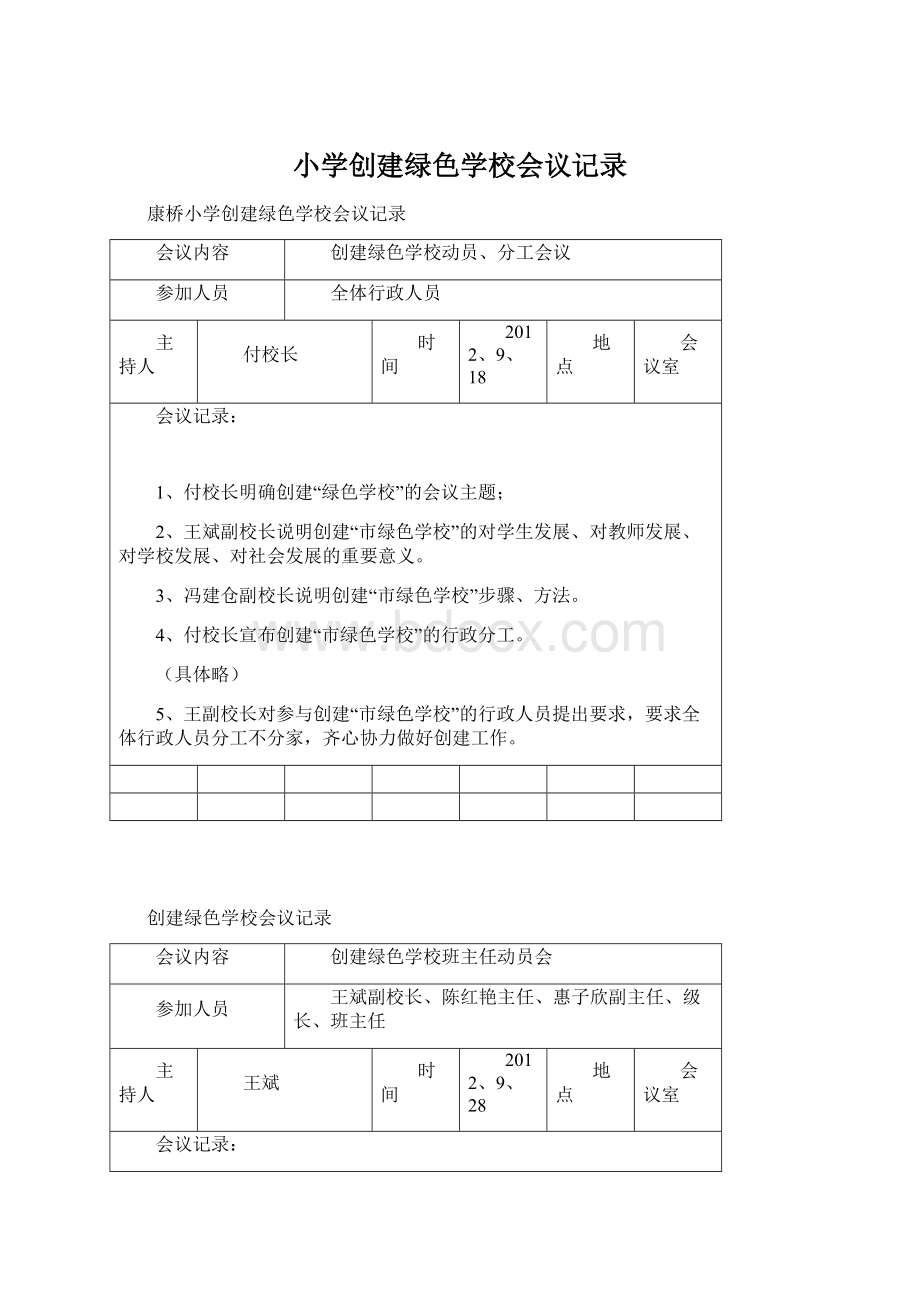 小学创建绿色学校会议记录.docx