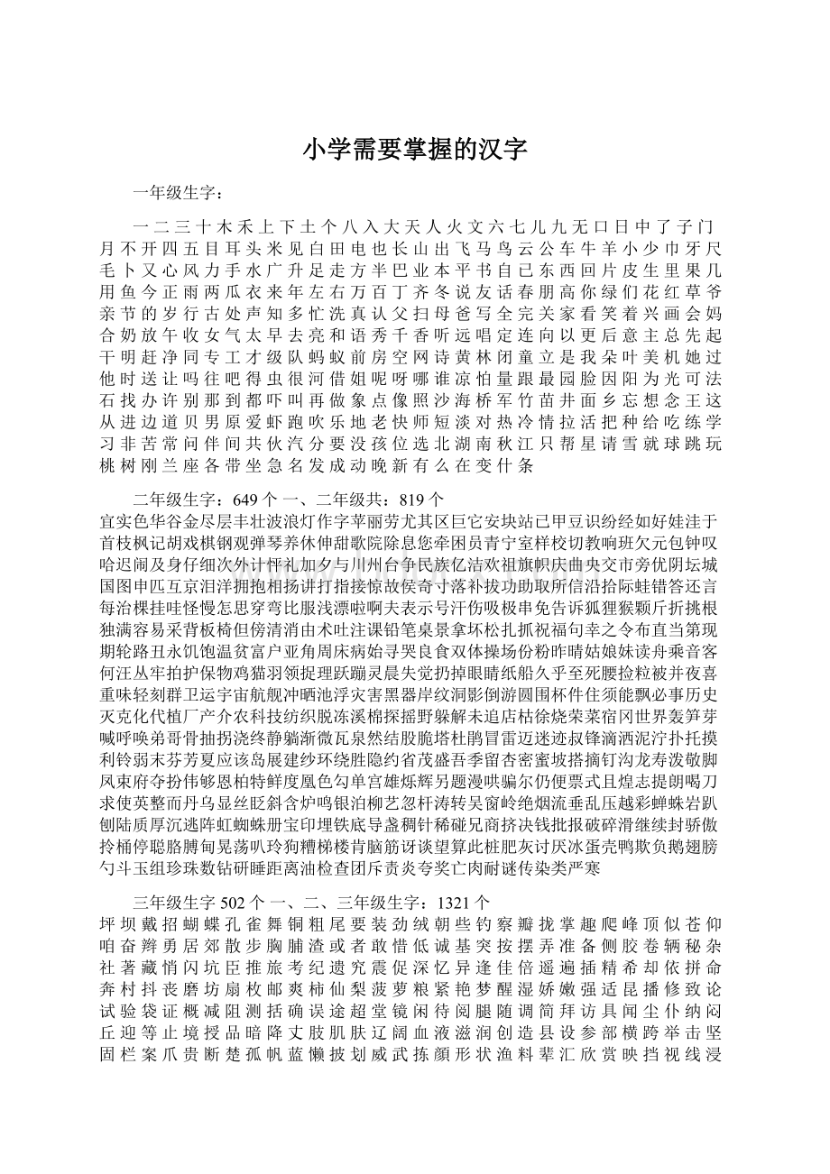 小学需要掌握的汉字.docx_第1页