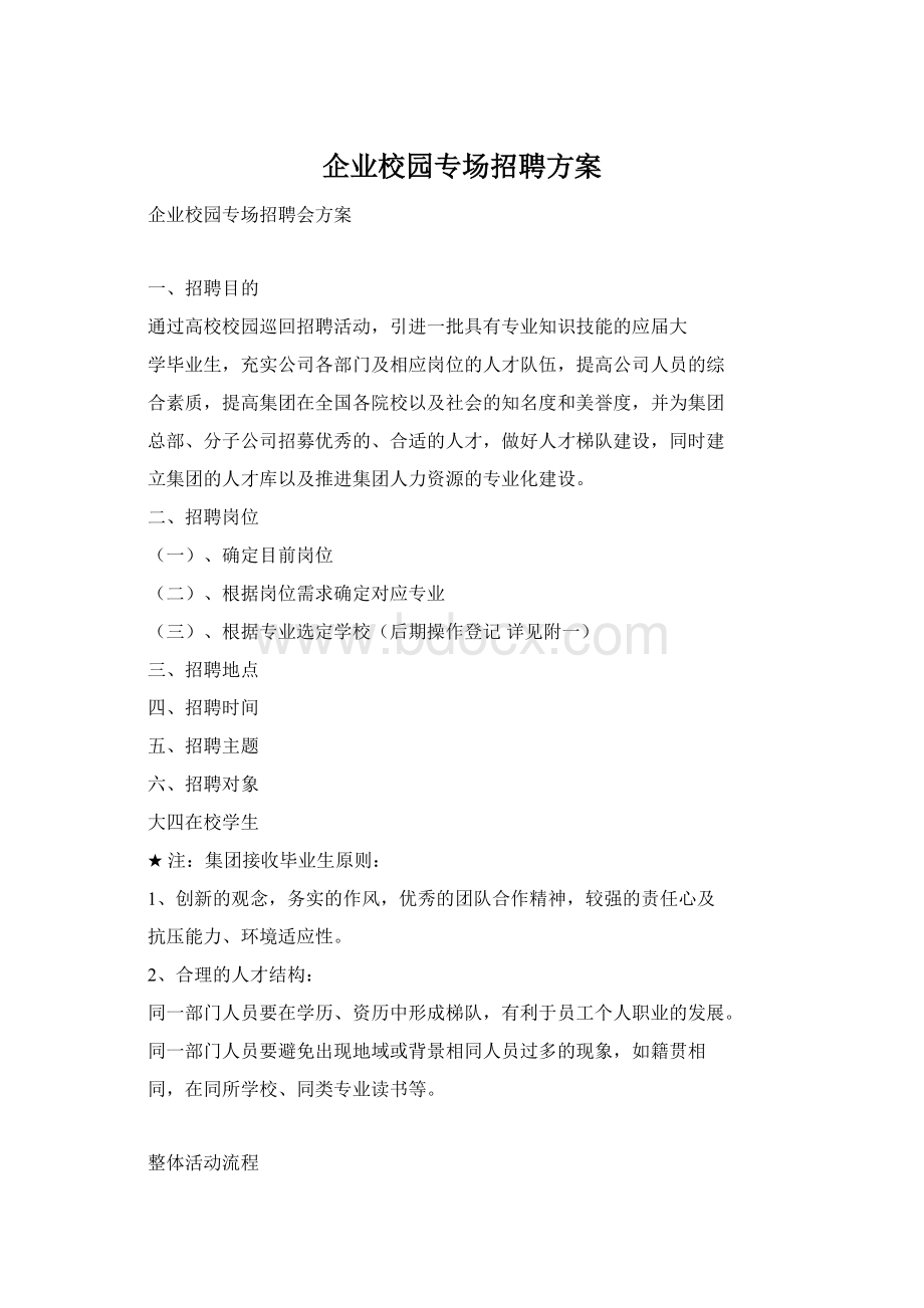 企业校园专场招聘方案.docx_第1页