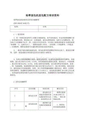 柏翠面包机面包配方培训资料.docx