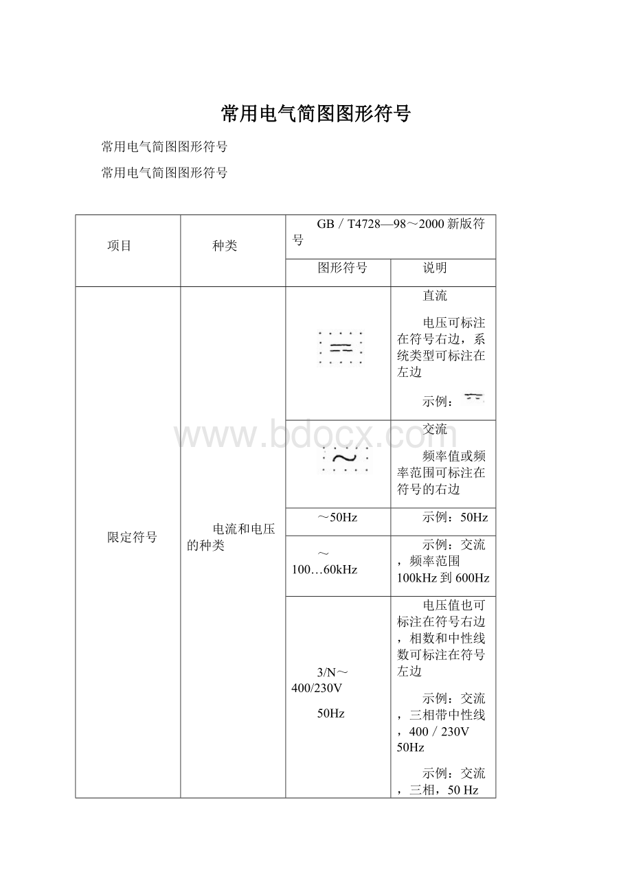 常用电气简图图形符号.docx