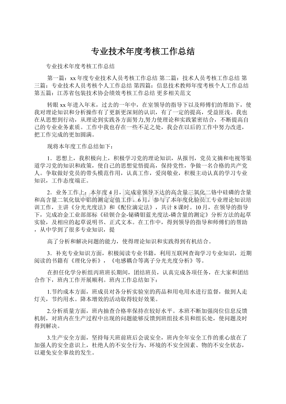 专业技术年度考核工作总结.docx_第1页