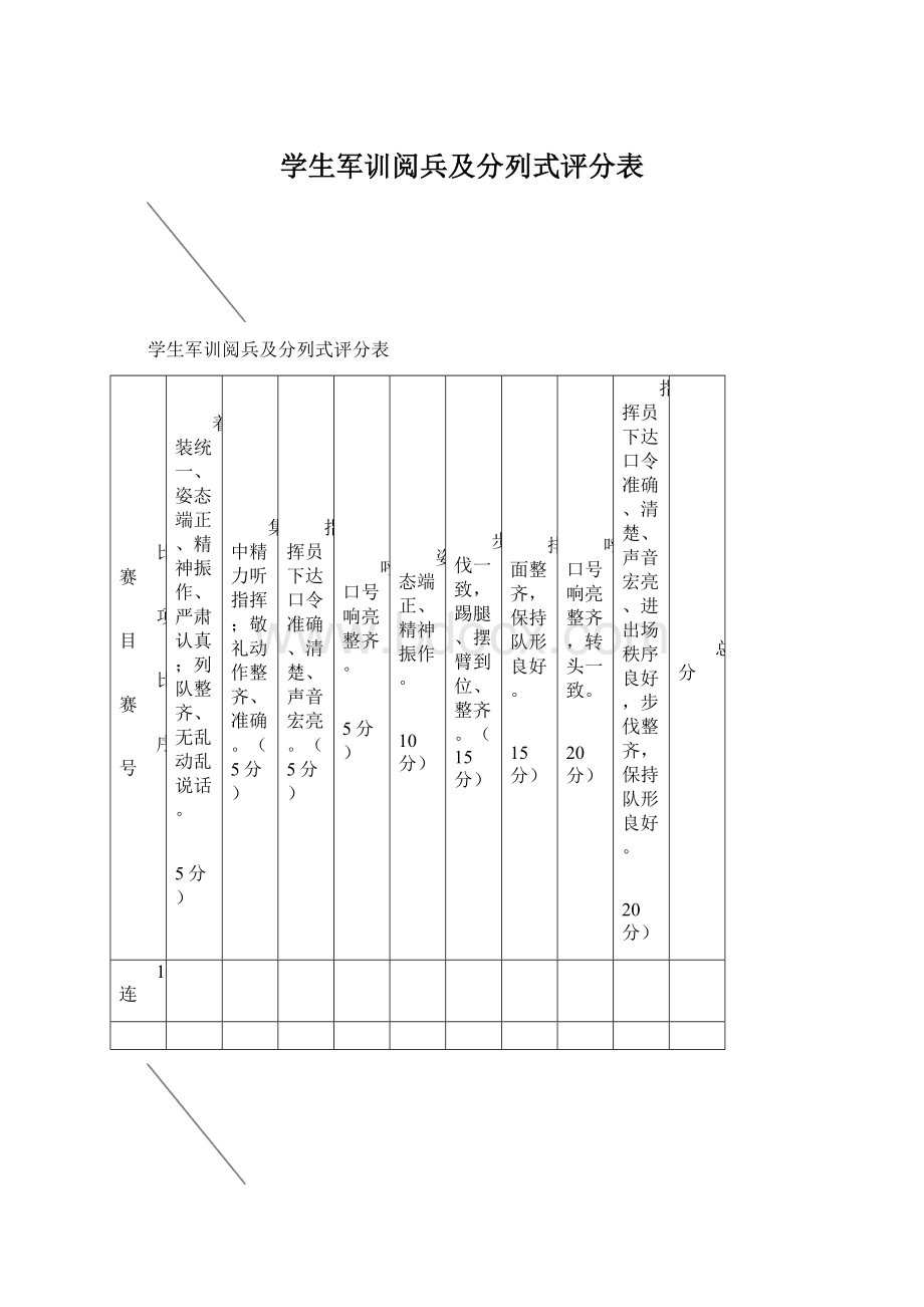 学生军训阅兵及分列式评分表Word文件下载.docx_第1页