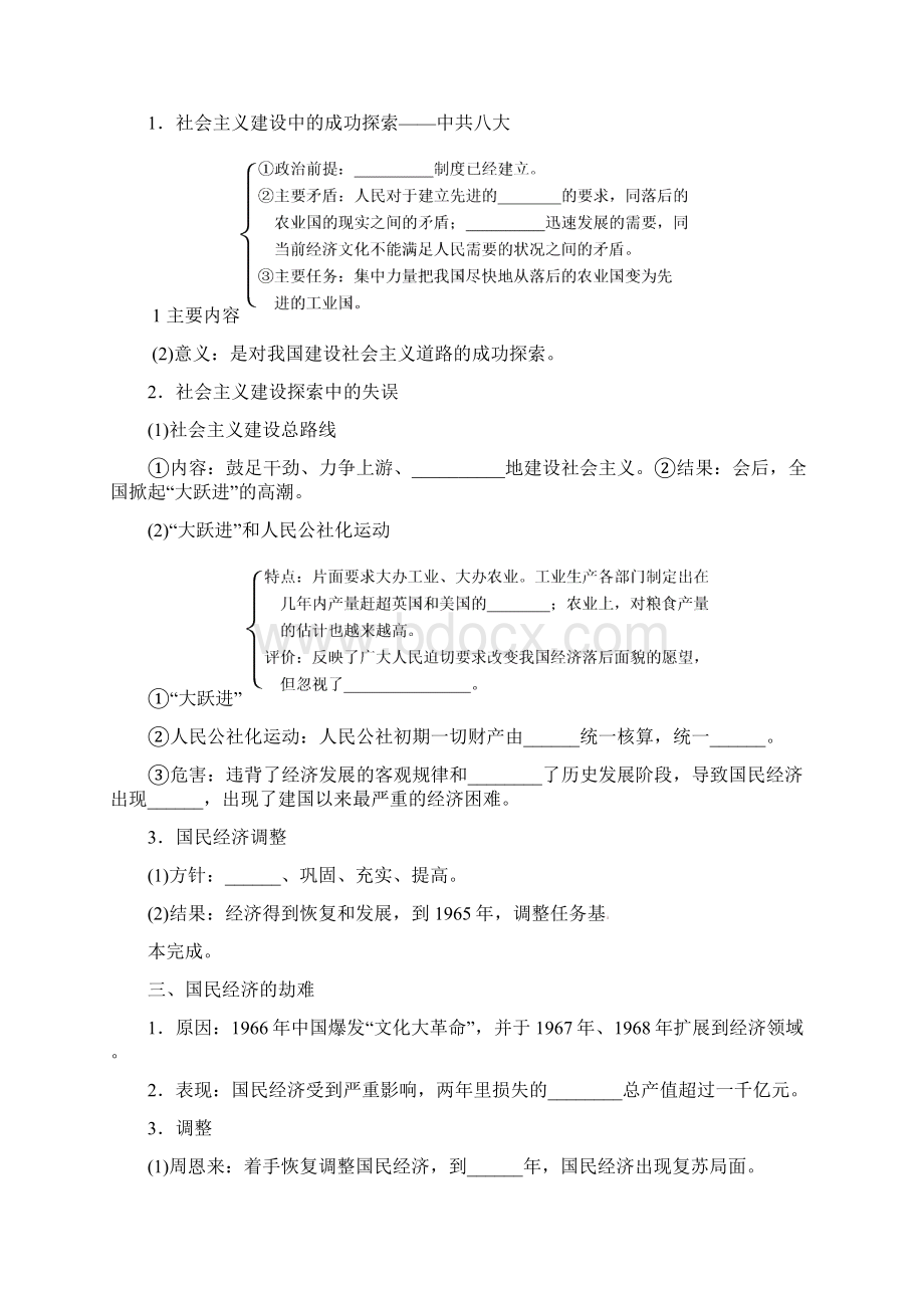 重庆市万州分水中学高三历史 经济建设的发展和曲折复习学案.docx_第2页