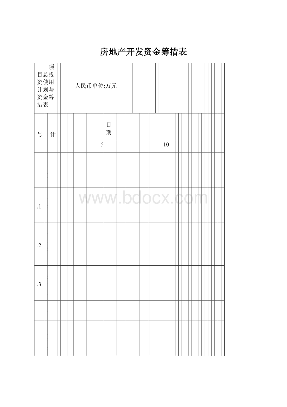 房地产开发资金筹措表Word文件下载.docx