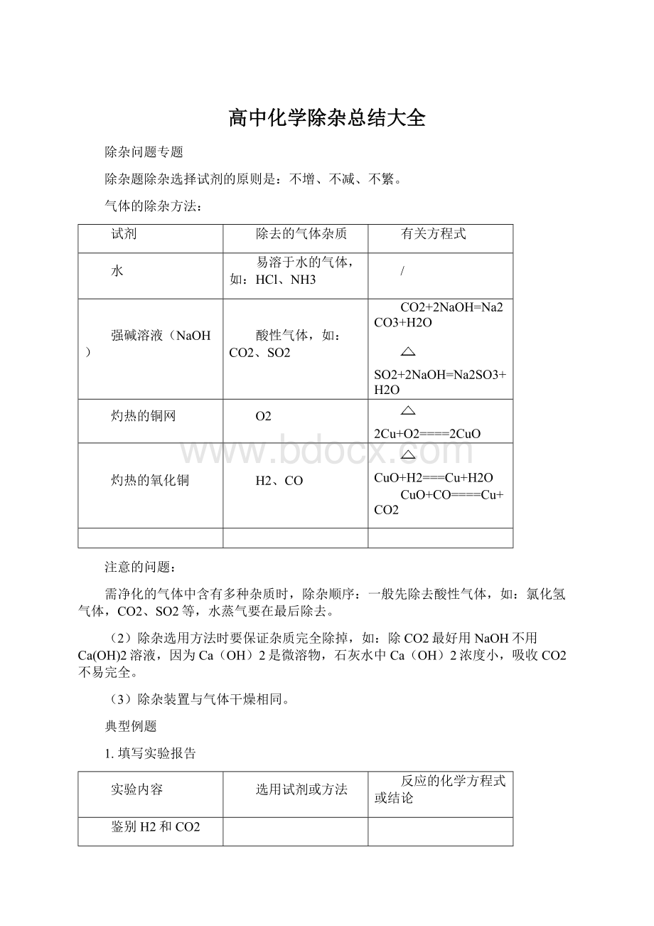 高中化学除杂总结大全.docx_第1页