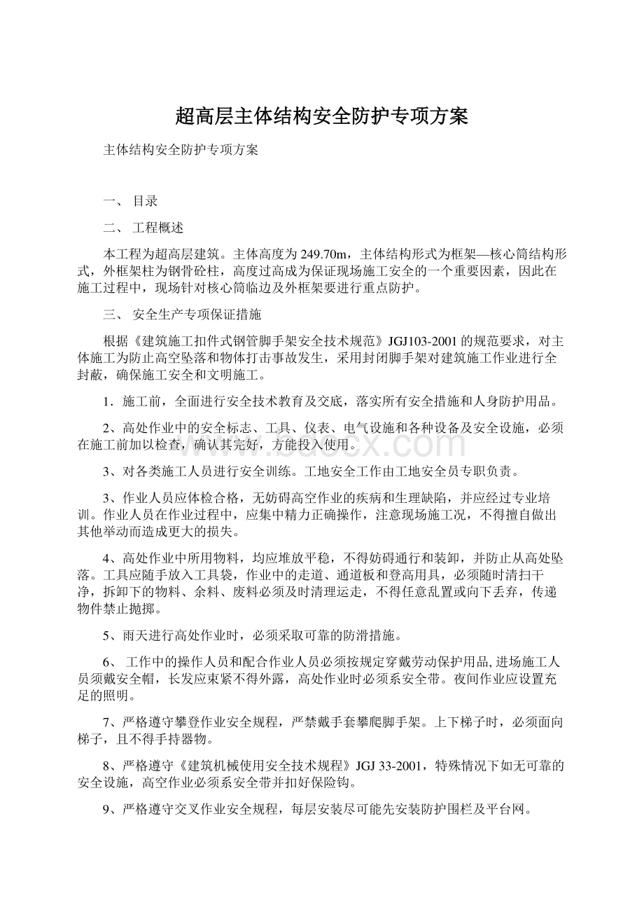 超高层主体结构安全防护专项方案.docx